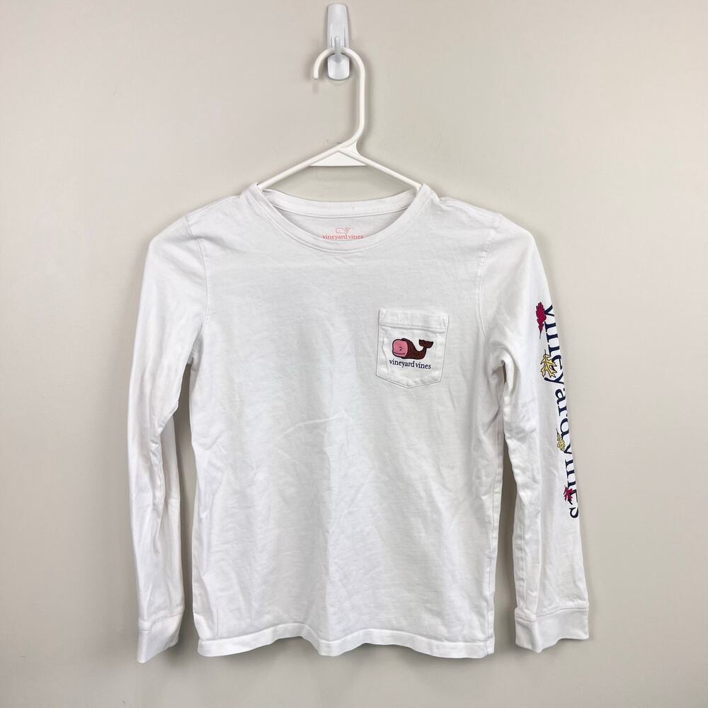 Vineyard Vines Girls Autumn Long Sleeve Whale Pocket T-Shirt M 10-12